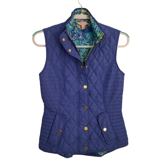 Lilly Pulitzer Jackets & Blazers - Lilly Pulitzer Womens Blake Quilted Barn Sleeveless Jacket Iris Blue Vest Sz XS